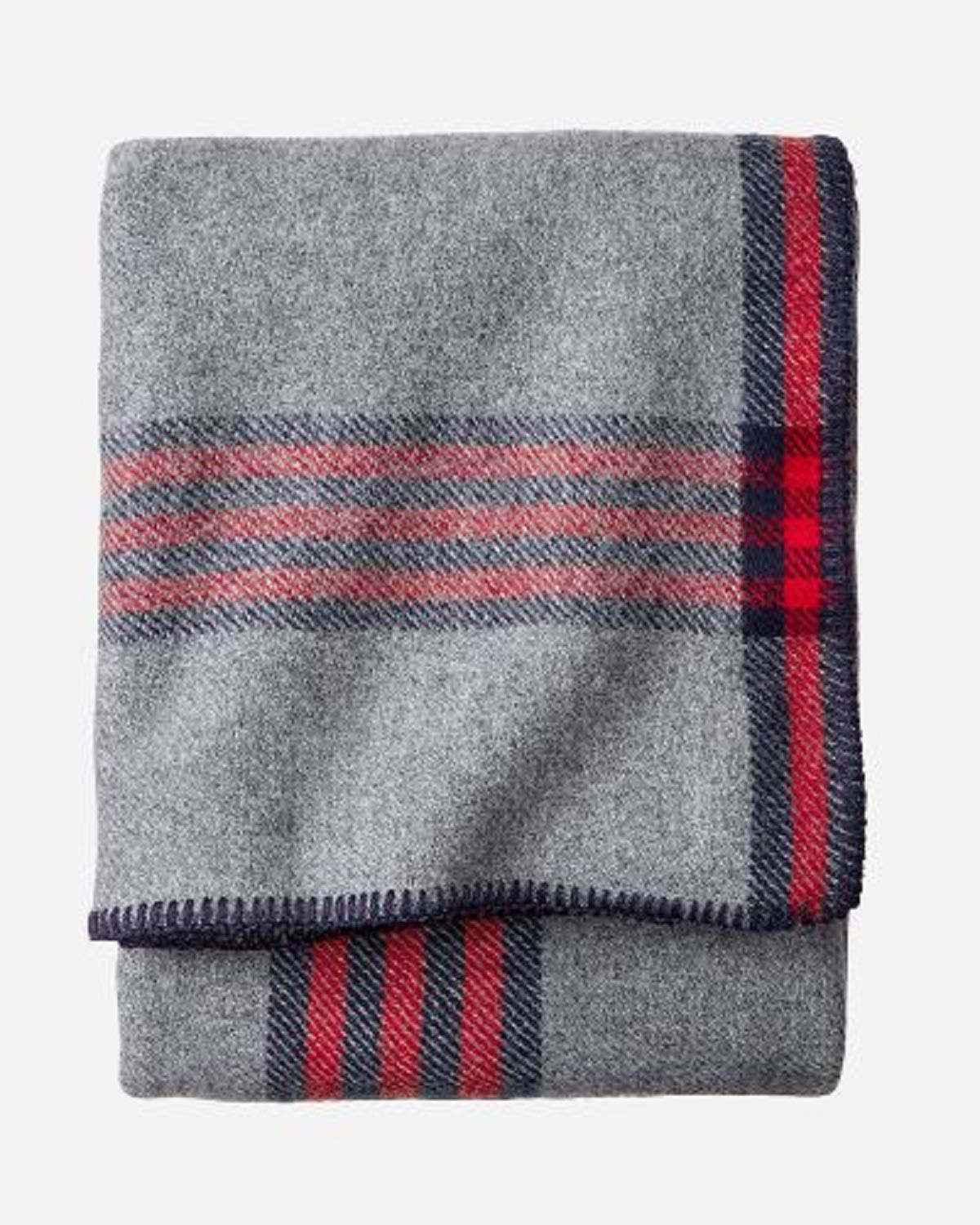 Pendleton Eco-Wise Easy Care Blanket - Camp Plaid Twin - Sustainable & Durable - Camping and Travel - 100% Cotton
