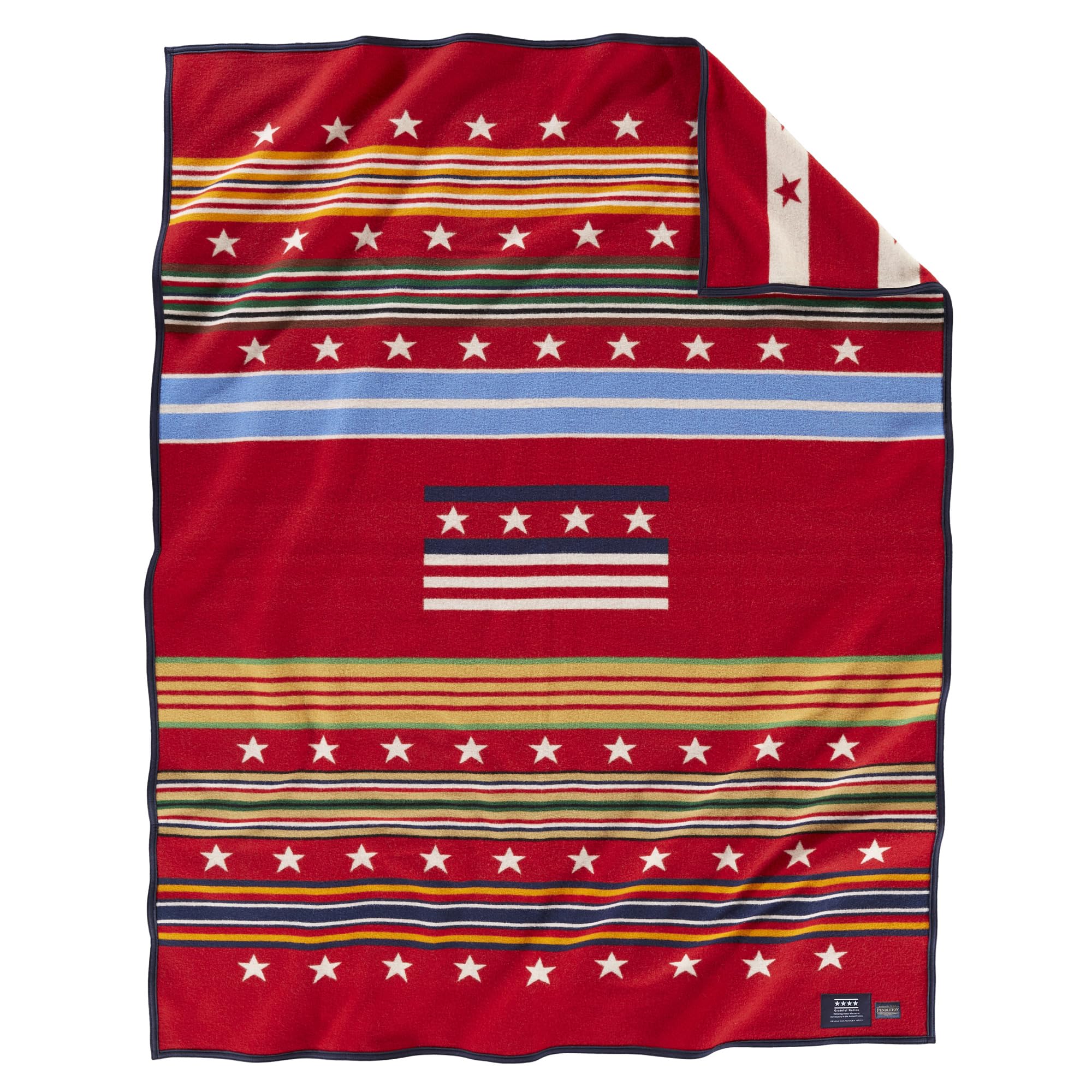 Pendleton Grateful Nation Jacquard Napped Wool Cotton Throw Blanket - Reversible, Lightweight, Soft, Packable for Home a